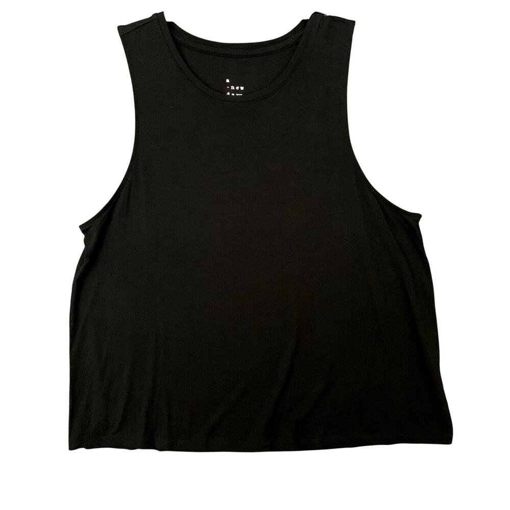 Black Tank Top Racerback Stretch Shorter Length Women's Size L NWOT